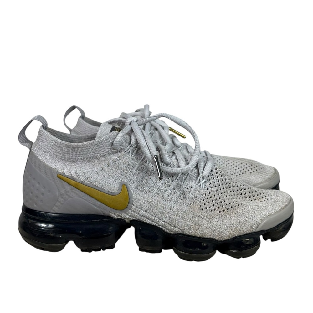 Nike Vapormax Flyknit 2 Gray Metallic Good Swoosh Athletic Running Shoes W7.5